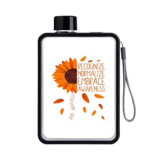 ADHD Awareness Sunflower Embrace Neurodiversity Flat Water Bottles