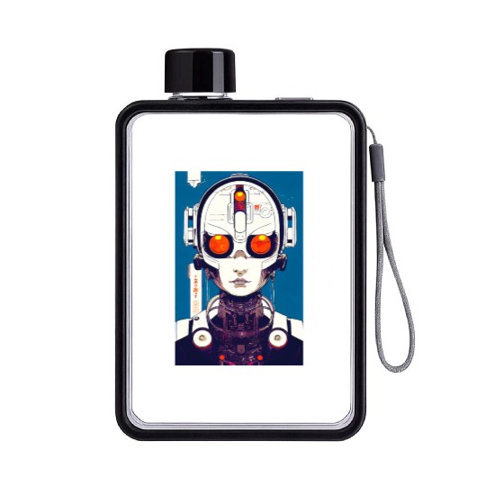 Cyberpunk Chibi Girl Flat Water Bottles