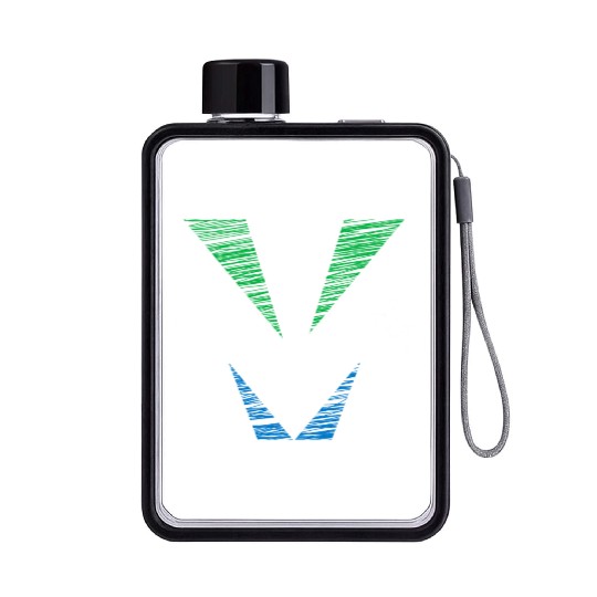 V with Vegan Colours Flag (blue, white, green) Flat Water Bottles