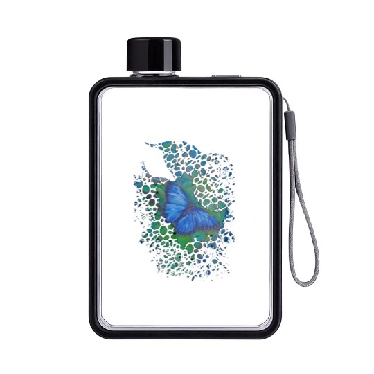 Royal blue monarch butterfly retro 70's animal Flat Water Bottles