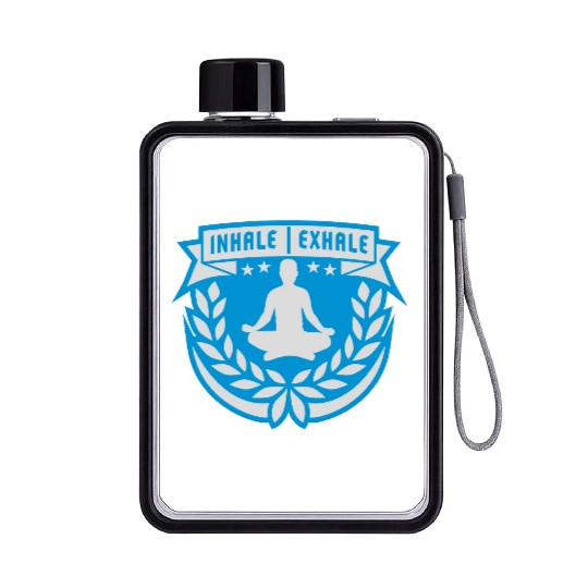 inhale exhale yoga quote Flat Water Bottles