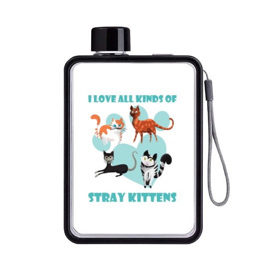 I love all kinds of stray cats stray kitten rescue Flat Water Bottles