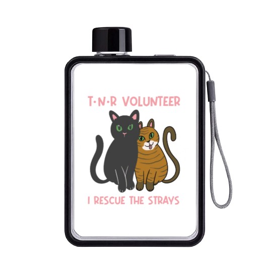 T N R Volunteer I rescue stray cats street cats Flat Water Bottles