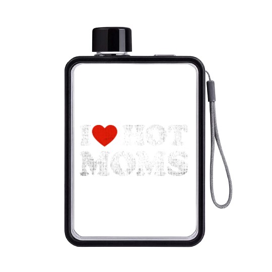 I Heart Hot Moms Y2K Adult Humor Distressed I Flat Water Bottles