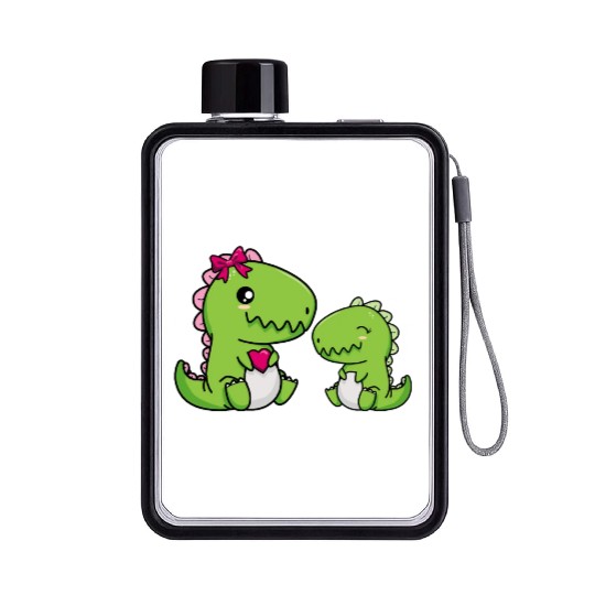 Big sister brother dino siblings boy girl heart Flat Water Bottles