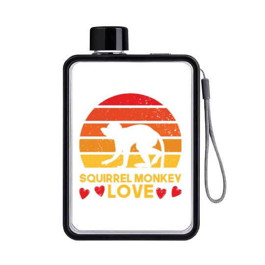I love squirrel monkeys sunrise design Flat Water Bottles