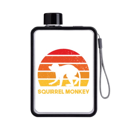 squirrel monkey sunrise sundown design Flat Water Bottles