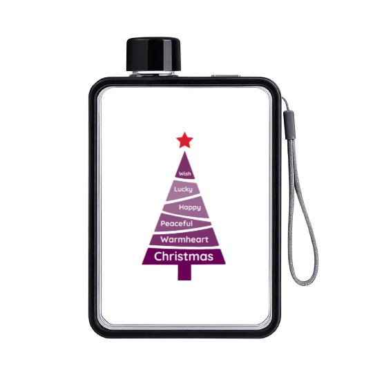 Minimalist Dark Orchid Purple Christmas Pine Flat Water Bottles
