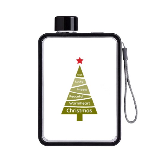 Minimalist Lime Green Christmas Pine Flat Water Bottles