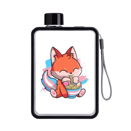 Transgender Pride Kawaii Fox Ramen Noodles Trans F Flat Water Bottles