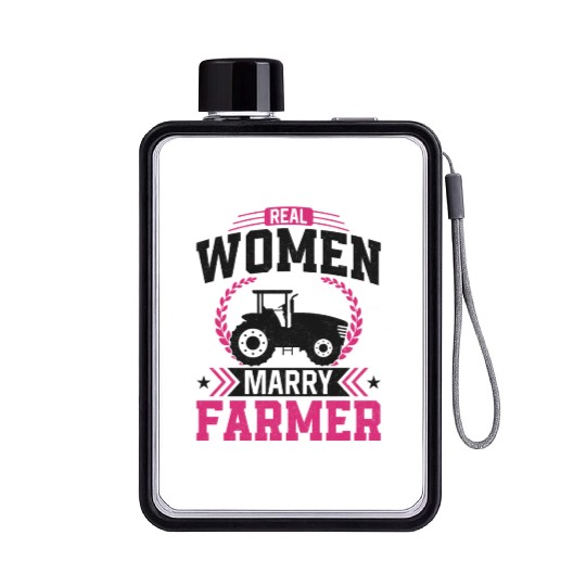 Farming Farmer Husband Wife Flat Water Bottles