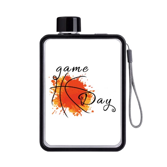 Game Day Basketball Lightning Bolt Flat Water Bottles