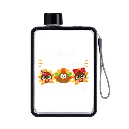I Teach The Cutest Turkeys Teacher Thanksgiving Flat Water Bottles