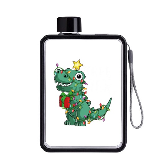 Kids Christmas Dinosaur Tree Rex Pajamas Toddler Flat Water Bottles
