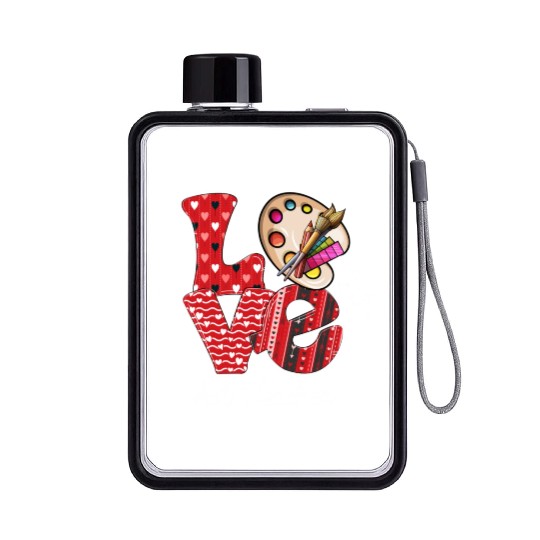 LOVE Art Teacher Valentines Day Teacherlife Flat Water Bottles
