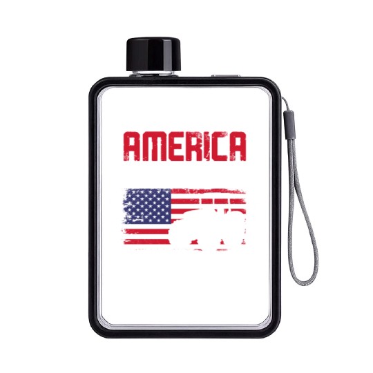 Farming Farmer Vintage Tractor Us Flat Water Bottles