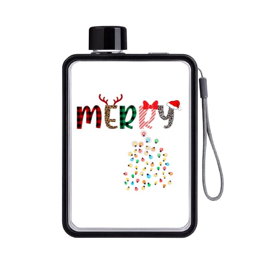 MERRY CHRISTMAS ,Christmas light Flat Water Bottles