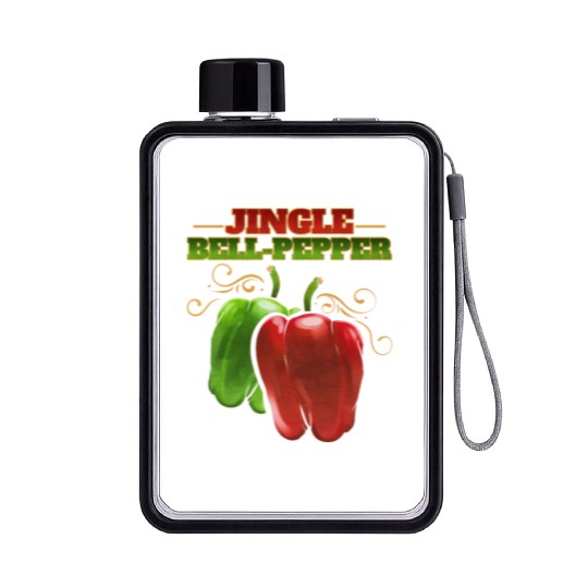 Red And Green Jingle Bell Pepper For Christmas Flat Water Bottles
