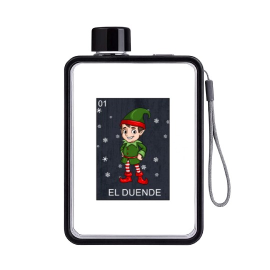 El Duende The Elf Card Mexican Lottery Christmas Flat Water Bottles