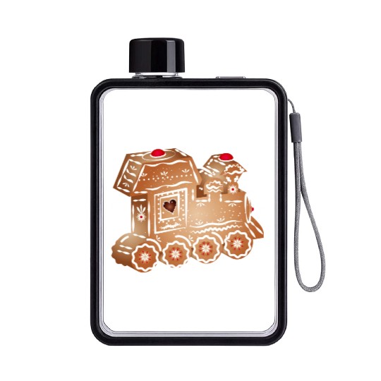 decorated gingerbread locomotive for Christmas Flat Water Bottles