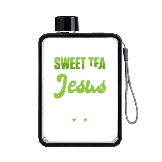 Funny Sweet Tea And Jesus Can Get Me Through Flat Water Bottles