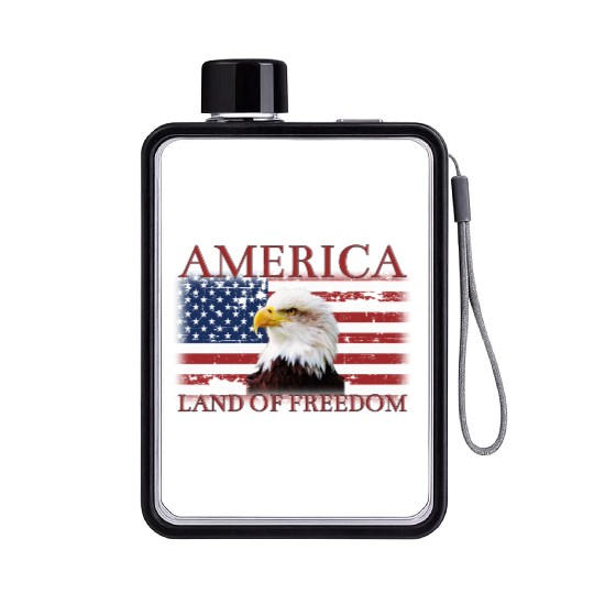 America Land Of Freedom Flat Water Bottles Eagle US Flag Pride