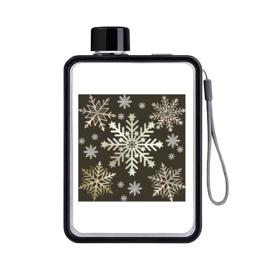 Beige Snowflakes Christmas Pattern Flat Water Bottles