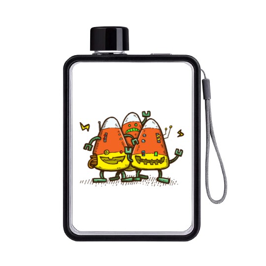 Candy Corn Bots Flat Water Bottles