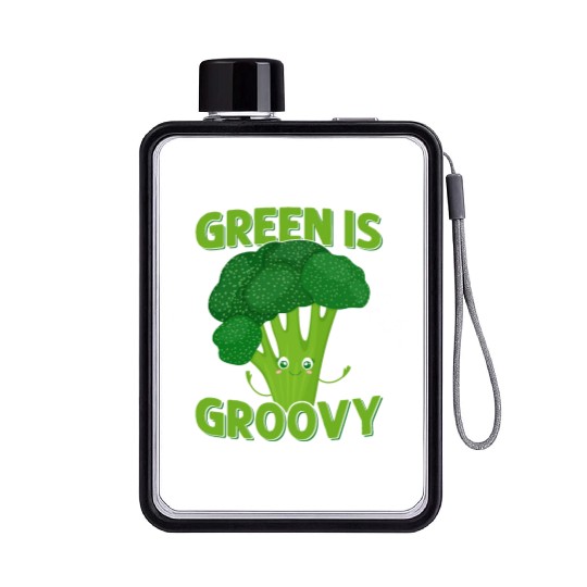 Green Is Groovy Broccoli Vegetable Flat Water Bottles