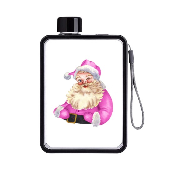 Retro Pink Santa Claus-Retro Pink Santa Claus Wate Flat Water Bottles