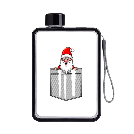 Santa Claus in breast pocket Flat Water Bottles