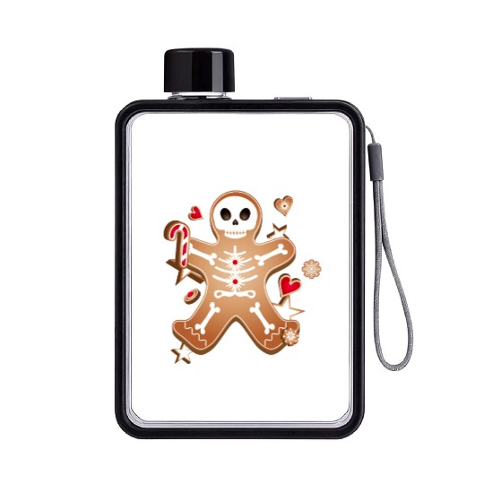 Gingerbread man Sugar Skull decor for Christmas Flat Water Bottles