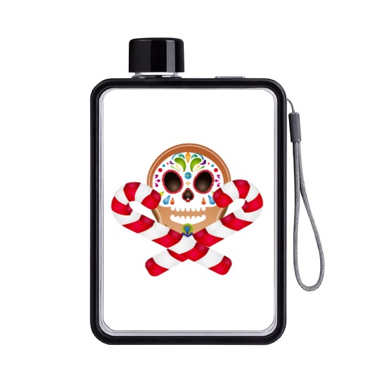 Gingerbread man Sugar Skull decor for Christmas Flat Water Bottles