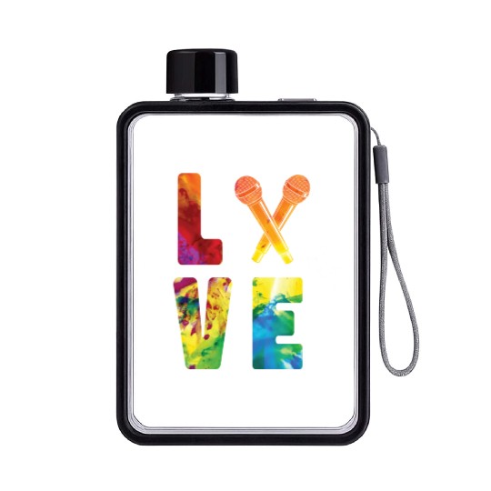 Karaoke Singer Microphone Vocalist Flat Water Bottles