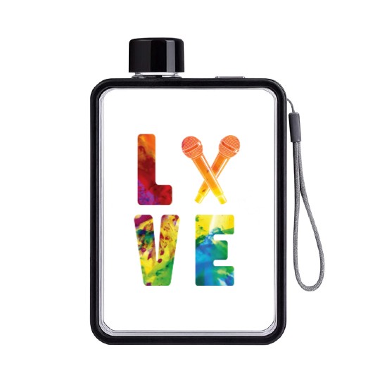 Karaoke Singer Microphone Vocalist Flat Water Bottles