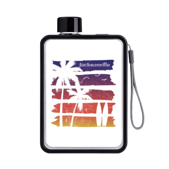 Cool Jacksonville Florida Surfing Fan Beach Palm Flat Water Bottles