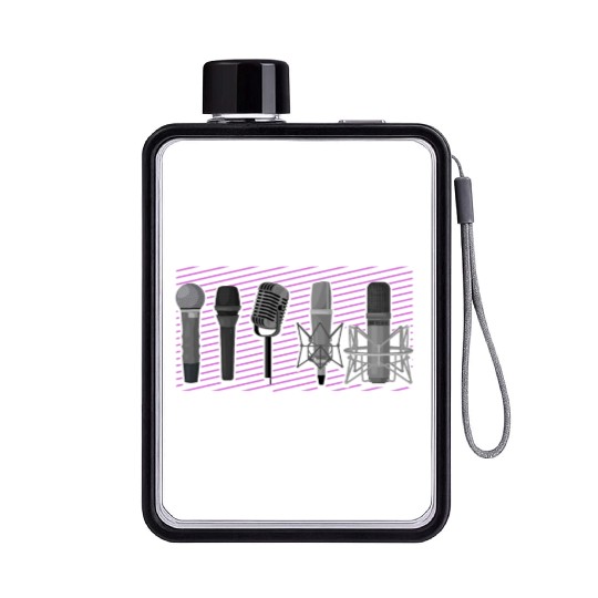 Karaoke Singer Microphone Vocalist Flat Water Bottles
