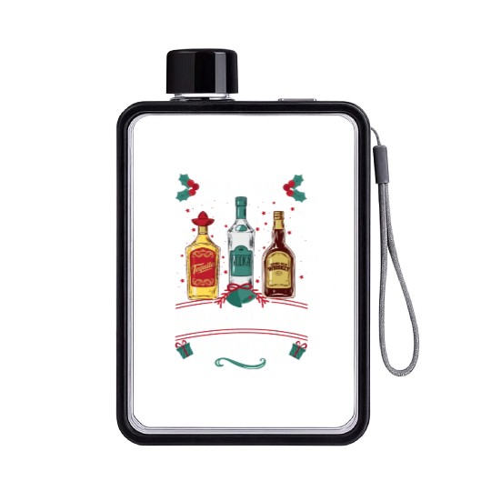 Christmas Tequila Vodka Whisky Lover Flat Water Bottles