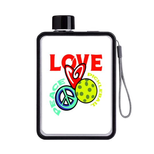 I Love Pickleball Funny Pickle Ball Player Flat Water Bottles
