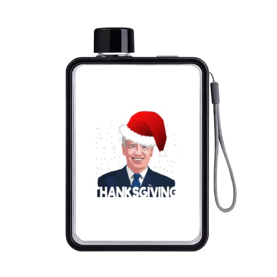 Funny Joe Biden Merry Thanksgiving Trick Or Treat Flat Water Bottles