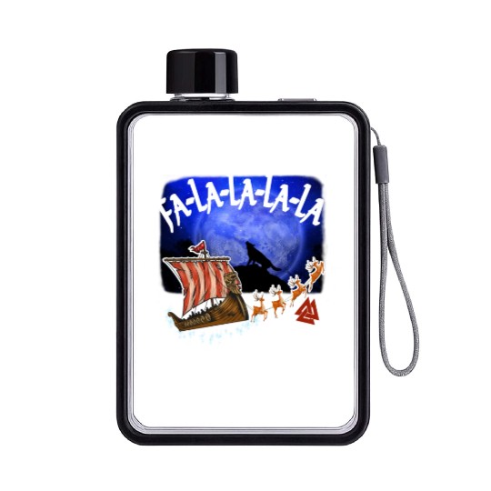 Fa La La La Valhalla Christmas Dragon Ship Vikings Flat Water Bottles
