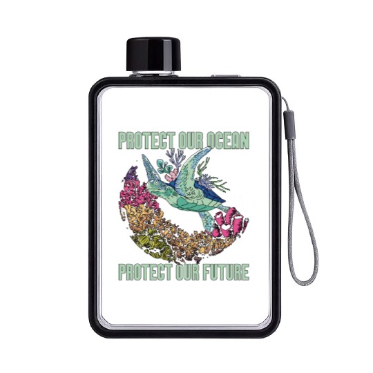 Marine Biology Protect Our Ocean Loves Marine Life Flat Water Bottles
