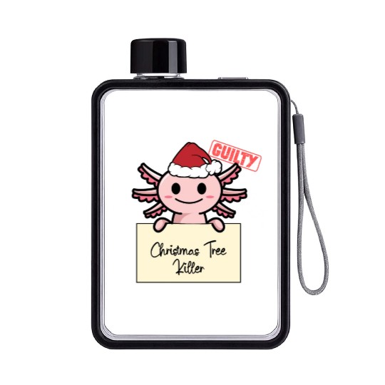 Axolotl christmas funny prison Flat Water Bottles