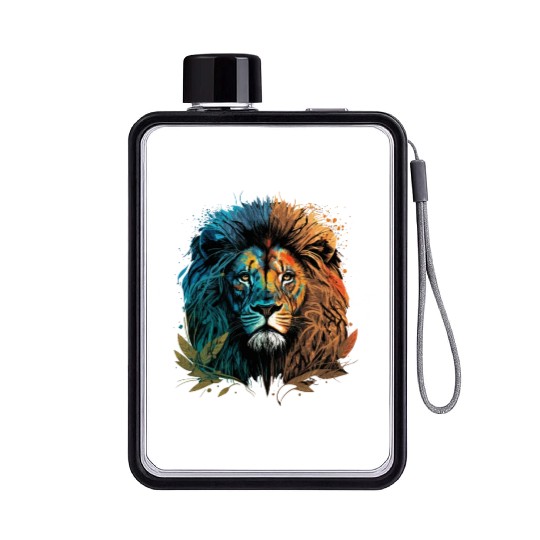 Two Face Lion Flat Water Bottles