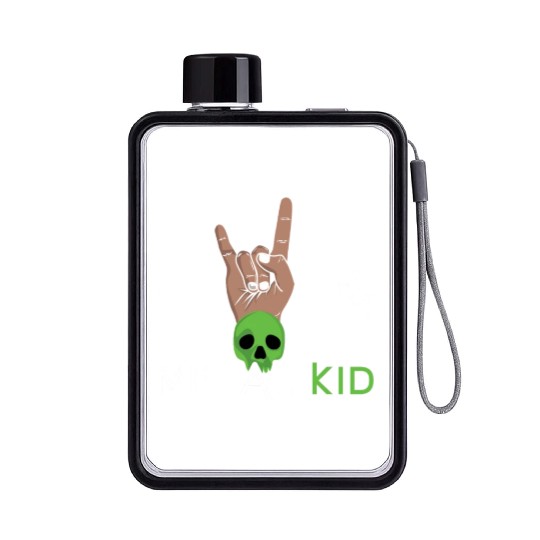 Rock Sign Rock Hand Metal Kid Music Lover Skeleton Flat Water Bottles