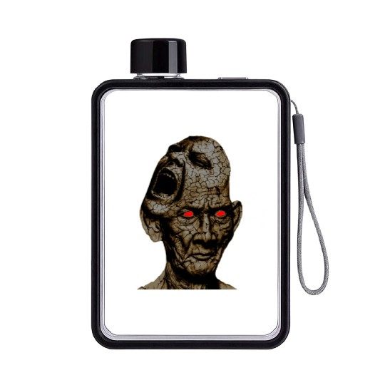 Stoic Old Man With Cracked Leathery Skin Red Eyes Flat Water Bottles
