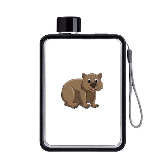 Native Australian Animal Lovers Cute Wombat Flat Water Bottles