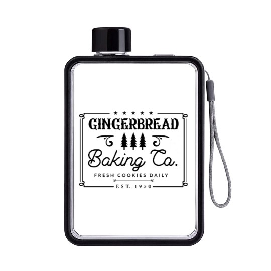 Gingerbread Baking Cookies Presents Christmas Gift Flat Water Bottles