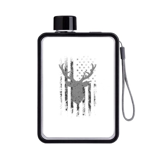 Hunting Deer American Flag Camo Hunter Buck Usa Flat Water Bottles