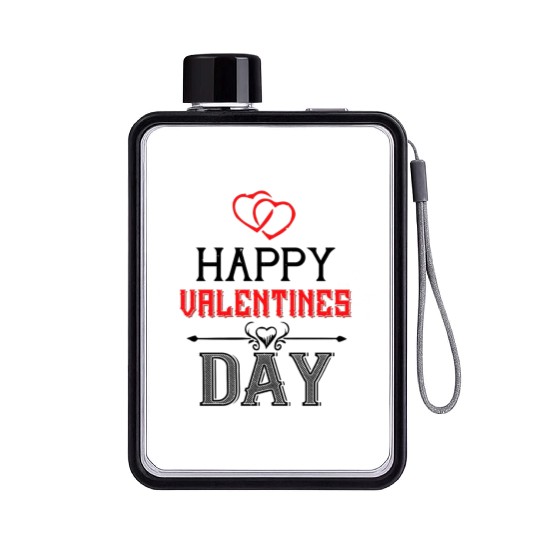 Funny happy valentines day couple Flat Water Bottles